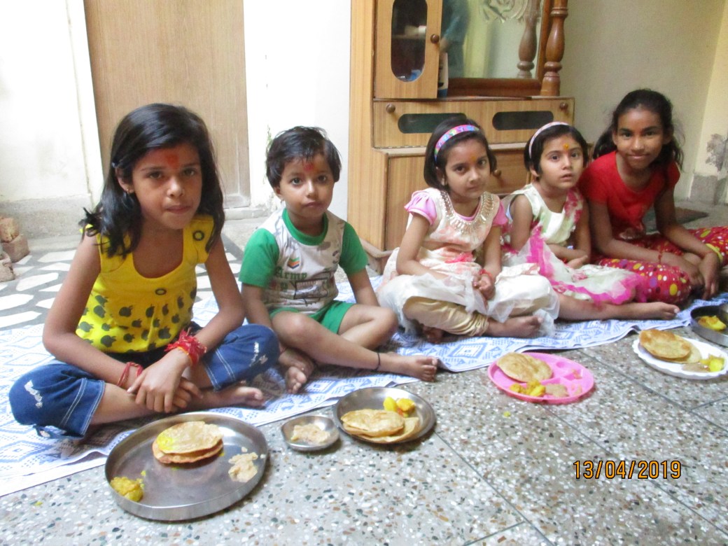 Ram Navami April - children being served at AZIMVTH.
